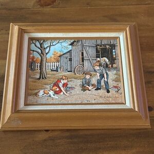 C Carson Serigraphs kids Playing Marbles